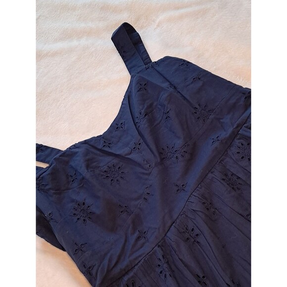 J.Crew Eyelet Midi Dress Antique Navy Blue Sleeveless CI223 Size 16 NWT - Picture 4 of 10